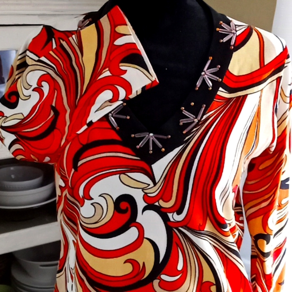 Women's Beaded Multi-color Top